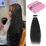 AIVICO Super Wave Bulk Human Hair 100% Unprocessed Brazilian Virgin Human Hair Extensions Bundles for Braiding Hair Wet and Wave Micro Human Hair (1Pack-4PCS, 16inch, Natural Black)