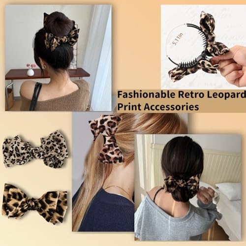 Pinzas para cabello con diseño de lazo y estampado leopardo, pack de 4 miniatura 4