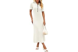 Women's V Neck Ribbed Maxi Dress