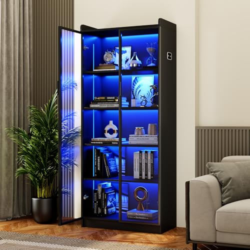 FREDEES Vitrine avec éclairage LED - Vitrine de collection à 5 étages avec capteur intelligent -...