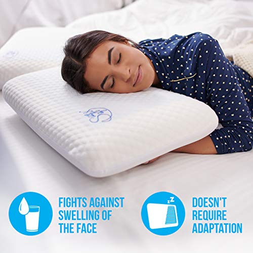 Memory Foam Pillow Cooling Gel - Prevents Back Neck Pain + Free Bamboo Washable Cover Aloe Vera Back Stomach Side Sleepers Men Women - Aids Cervical Pain Soreness Standard (Gel Traditional)