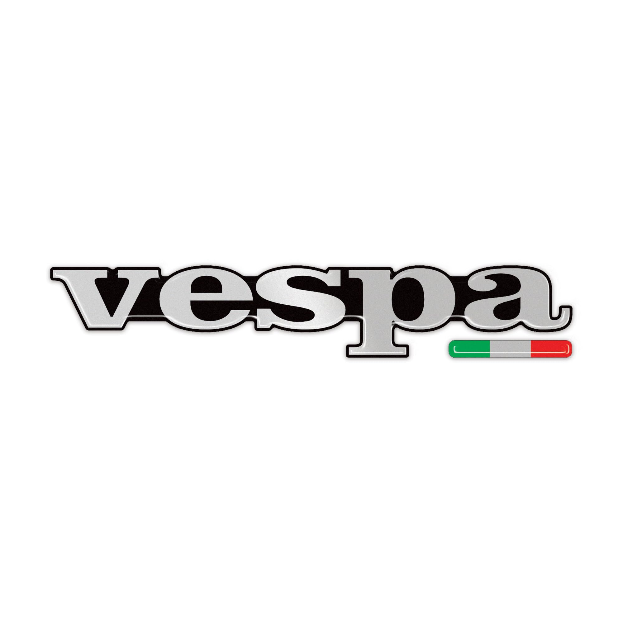 labelbike - 3D Resin Sticker Vespa Writing Italian Flag Compatible with Piaggio - Chrome Gray Color