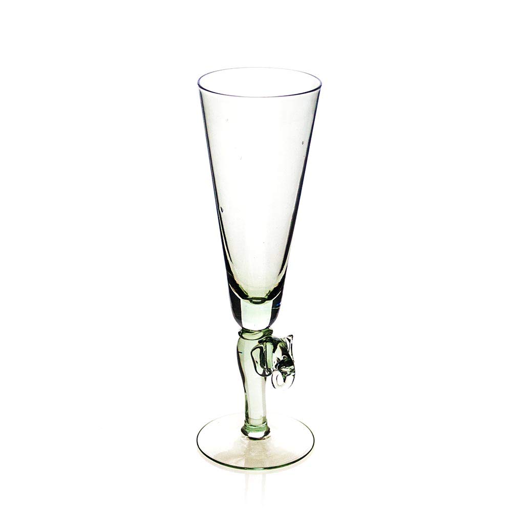 Fair Trade Vlottenberg Champagne Flute with Glass Elephant stem Pair [V6-01]