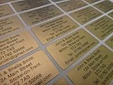 200 X Dorado Estampado Personalizado Mini Dirección Etiquetas Autas-Adhesivo 40x20mm Pegatinas (Gratis Emailed Prueba antes Del Estampado).