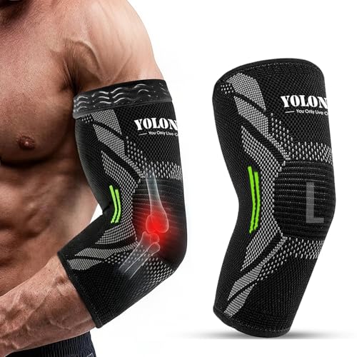 DiviDermy Coudière Musculation, Coudière Tendinite, Manchon de Compression des Bras, Attelle Coude Tendinite, Tennis Elbow Femme & Homme, Coude pour Sport, Tennis, Golf, Fitness (Noir, L)