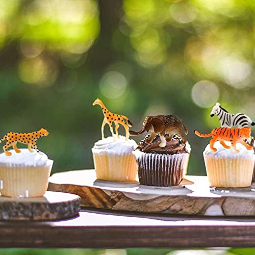 35 Pcs Jungle Safari Animal Cake Toppers Safari Animals Figures Toys Picks Wild Jungle Animals Happy Birthday Cake Decorations For Baby Shower Safari Party Holiday Party #TOP5