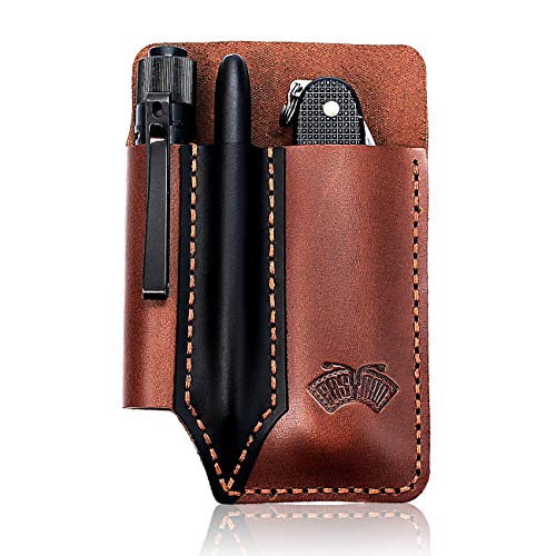 EASYANT Leather Pocket Organizer Handmade Multitool Sheath Accessories Leather EDC Pouch for Men