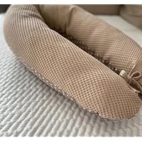 LOOLAY Wafel piqué / glad 100% katoen haas/grijs mint wit roze voedingskussen zijslaapkussen XXL zwangerschapskussen 170 cm (wafel oudroze/haas
