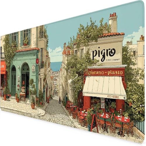 Tapis de souris XXL ville 1000x500mm grand format antidérapant pour bureau