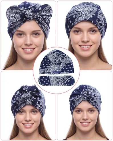Halfchet 4 Pcs Chemo Headwear for Women,Satin Lined Design - 3
