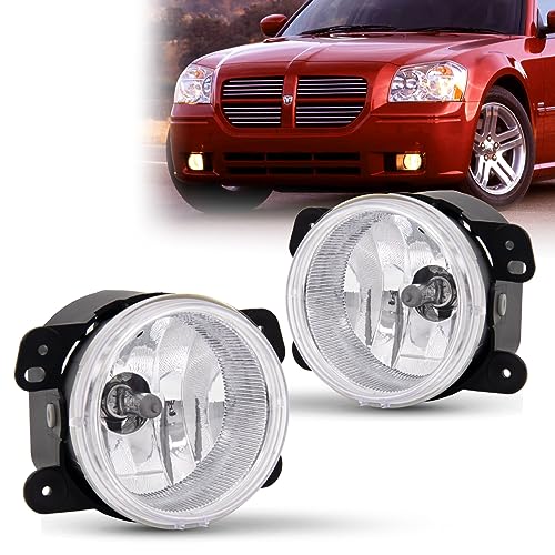 WEZEMLIGHT Fog Lights Assembly Replacement For 2007-2009 Wrangler 2005-2008 Dodge Magnum 2009 Dodge Journey 2006-2010 Chrysler PT Cruiser 2005-2010 Chrysler 300 Touring With H8 12V 35W Halogen Bulbs