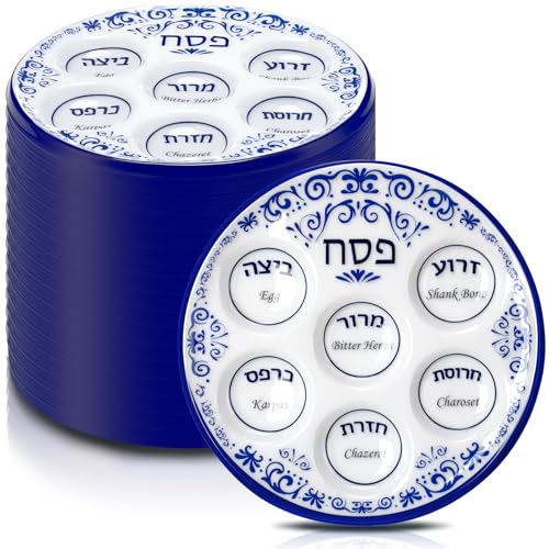 Passover Seder 10 Disposable Plastic Plates (Blue)