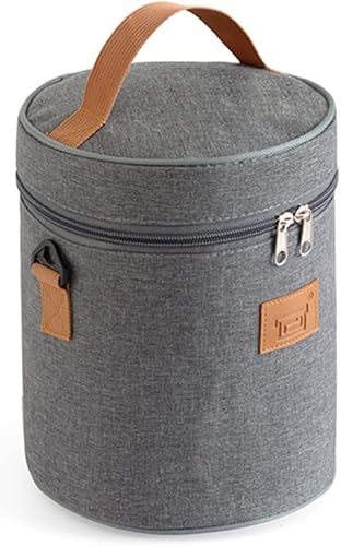 Bolsa de almuerzo para adultos, reutilizable, aislada, bolsa térmica neutra ideal para el trabajo, picnic, cilindro (gris)