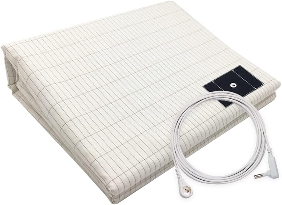 Grounding Sheets King 10% Conductive Silver Fiber Bed Sheet with 15ft Cord Natural Wellenss for Senior Improve Sleep (76x80in)