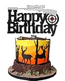 HAKPUOTR Gun Happy Birthday Cake Topper, Heavy Gun Cake Topper for Boy's Men's Birthday Party Supplies
