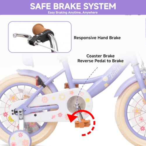 Image of Bixike Girls Bike with Basket, Princess Bicycle for Ages 2-12