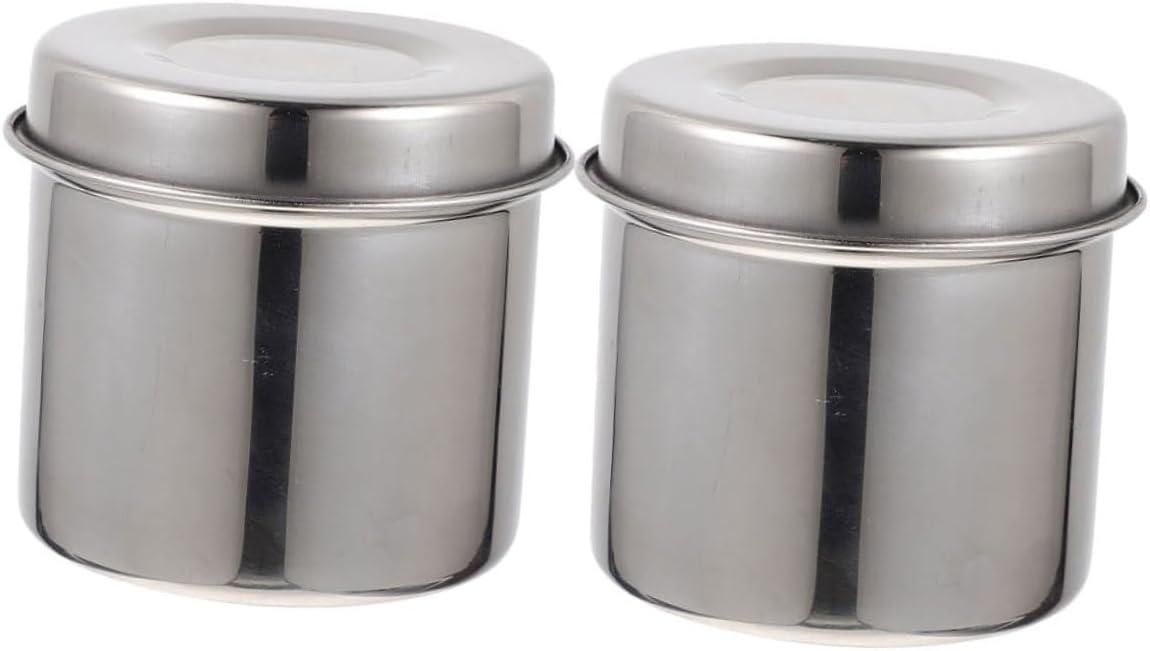 2Pcs Stainless Steel Ointment Cylinder Lid Metal Jar for Cotton Gauze Storage Container for First Aid and Travel
