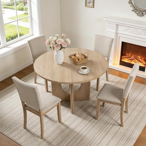 leovanni Round Dining Table Set for 4, Kitchen Table with