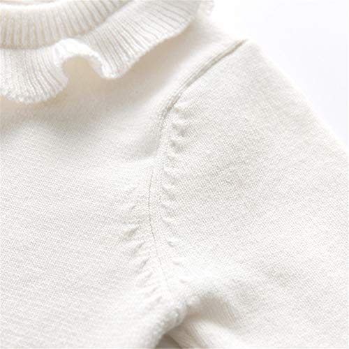 Auro Mesa Baby Girl Winter Clothes Knit Tops Shirt, Toddler Little Girls Knit Ruffles Pullover Sweater White Grey #TOP4