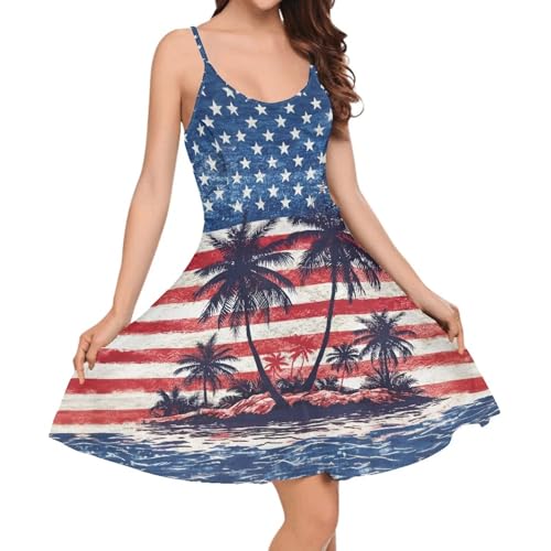 Image of Cozeyat Women Girls Summer Sleeveless Dress Casual Swing Beach Cover Up Knee Length Dresses,Large Size XS-4XL