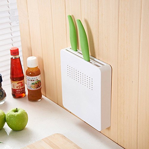 Vpang Plastic Kitchen Knife Storage Block Wall Mounted Knife Holder Storage Rack Shelf 4 Slot #TOP2