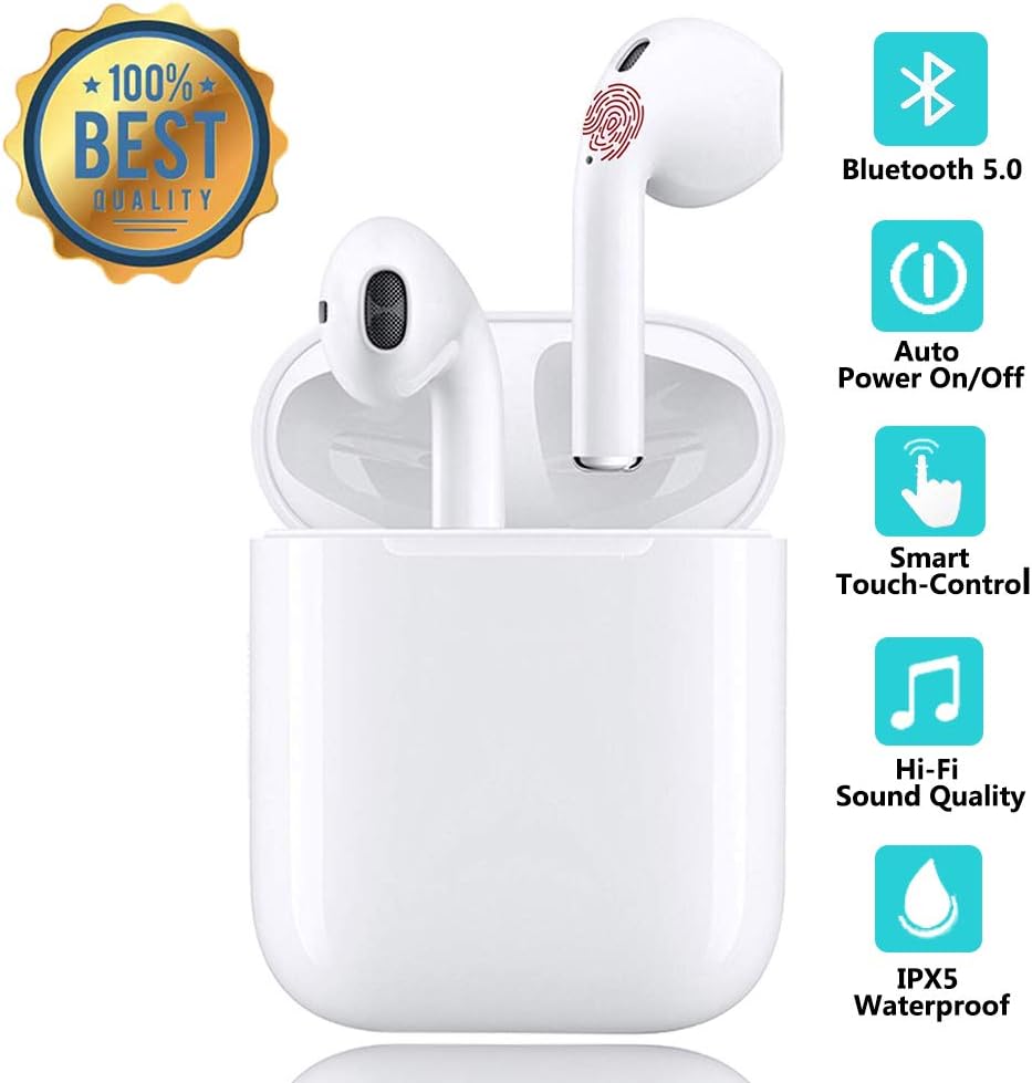 Bluetooth Headset Smart Touch Wireless Earbuds HiFi Headset in-Ear Headphone Noise Reduction Headset Pop-Up Pairing Wireless Bluetooth Earphones Compatible with Apple Airpods Android/iPhone