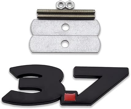 Chrome Metal 3.7 Logo Car Front Grille Emblem 3D 3.7L Racing Sport Turbo Badge Black