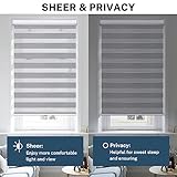Moonice Zebra Roller Blinds Cordless Spring Lifting Zebra Shades with Dual Layer Day and Night Roller Blinds for Windows Light Control and Privacy for Home Bedroom Office (Gray, 147cm W x 122cm H) - Image 3