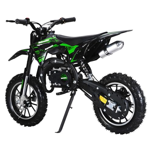 Image of 2026 New 50cc Dirt Bike for Kids 2-Stroke, Toddler Gas Powered Mini Bike with Front Rear Disc Brakes, Speeds up to 40KM /H, Gas Motorcycle for Children, Ideal Gifts for Boys Girls, Blue (Green)