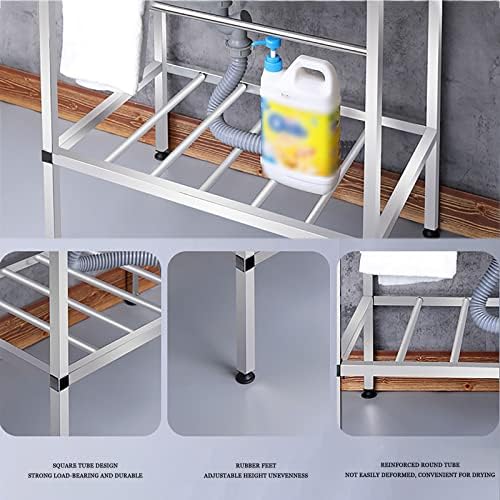 Freestanding Utility Sink,Outdoor Sink Set,Kitchen Sink Set with Storage Shelves,1 Compartment Commercial Kitchen Sink,with Drainboard and Faucet,for Garage,Restaurant,Kitchen,Laundry Room,I