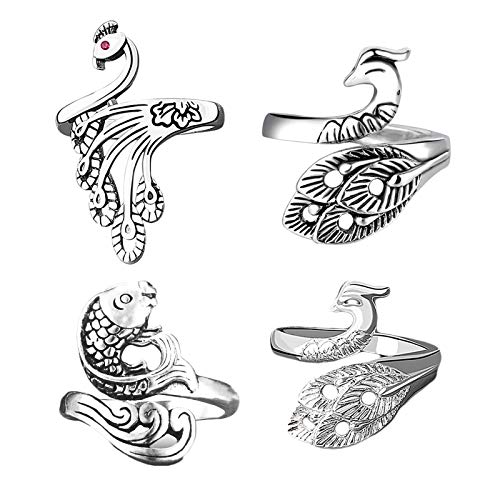 4 Stück Häkel Ringe Phoenix Ring Basteln Zubehör Werkzeuge Pfau Und Fischform Yarn Guide Ring Zum Garn Stricken Zubehör Basteln Für Fingerhäkeln, Strickschlaufe, Häkelring Für Schnelleres Stricken Cover