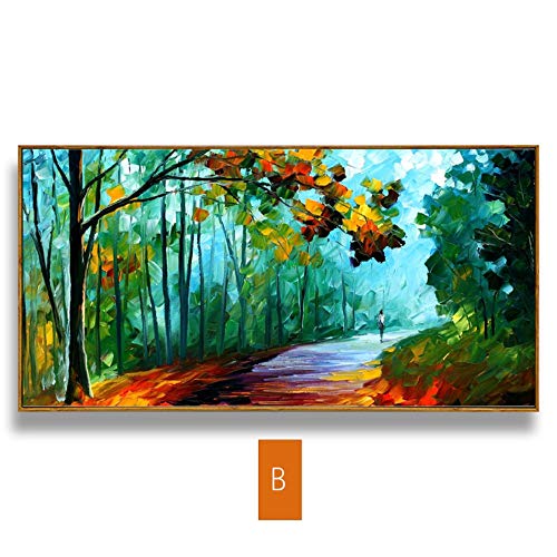 Peinture au couteau forêt verte grand tableau moderne pour salon et entrée 10