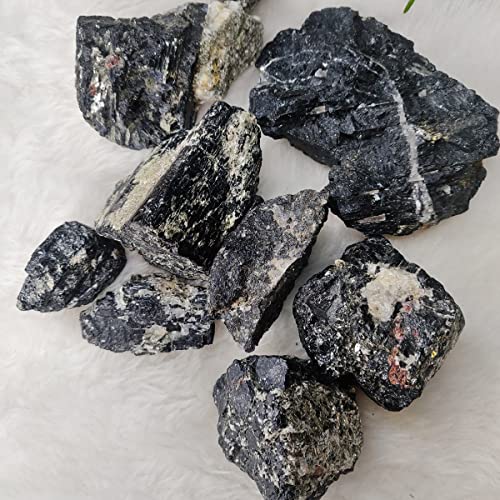 Image of Black Tourmaline Crystal Raw Stone (1 Kg) | Natural Healing Crystals for Protection & Grounding | Crystal Showpiece for Vastu Home Decor & Office Deck Decoration | Ideal Spiritual Gift (3-4 Pcs)