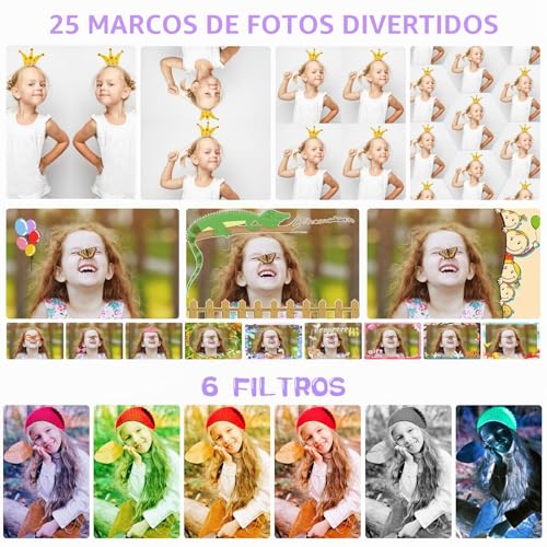 Miniatura 6 de Arnssien Camara Fotos Infantil,Camara De Fotos Para Niños Con Lente De 180 Flip Y Pantalla Ips 2,4 Pulgadas,Juguete De Cumpleaños Para Niños Y Niñas De 3-12 Años,Tarjeta De 32 Gb,X101