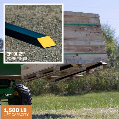Image of Titan Attachments Light-Duty 60 inch Clamp-On Pallet Forks with Adjustable Stabilizer Bar, 46 inch x 3 inch Fork Length, Rated 2000 LB, Easy to Install on Loader or Skid Steer Bucket