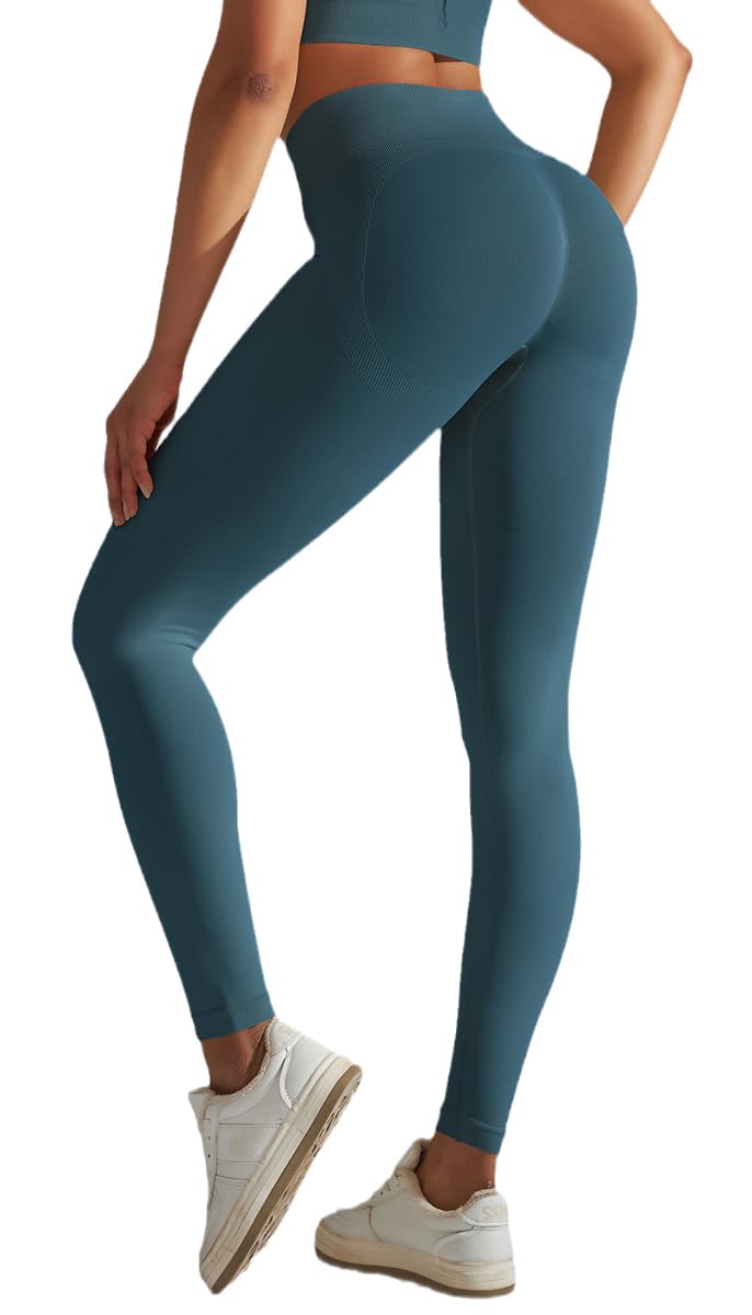 Vozobi Tiktok Trending Leggings Women's High Waist Smile Contour Booty Leggings Scrunch Butt Lift Workout Seamless Yoga Pants — view 24