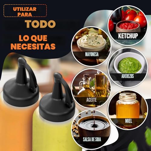 Miniatura 3 de Kezidhp Botella Exprimible, 2 Pcs 350ml 8oz, Dispensador De Salsas Sin Bpa - Antifugas, Para Condimentos, Mayonesa, Mostaza, Salsa De Tomate, Picante, Cocina Y Postres