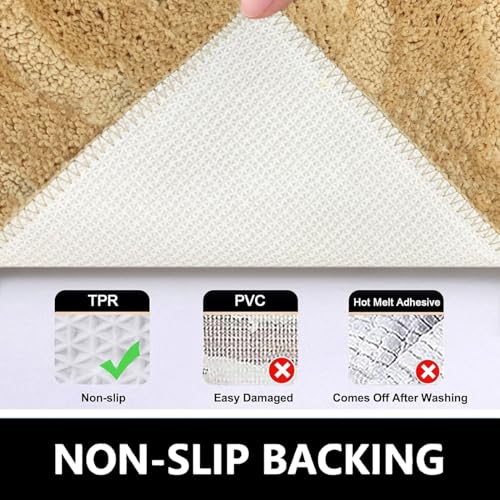 Image of Luxe Home Super Soft Microfiber Bath Mats Non-Slip TPR Backing Scotland Diamond Water Soak Bathroom Mat & Door Mats for Home Combo (38x58 cm) - Gold