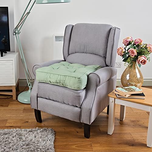 Loft 25 Armchair Booster Cotton Cushion | Removable 4-inch Extra Thick Seat Pads for Knee or Joint Problems | Super Soft and Durable (Green, Set of 1)
