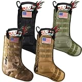 Zubebe 4 Pcs Tactical Christmas Stockings Patriotic Tactical Stockings Military Hanging Christmas Decorations with America Flag Patch for Xmas Army Veteran Gift Stuffers Filled Ornaments Decors