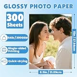 300 Sheets Glossy Photo Paper, 8.5in x 11in Inkjet Photo Printer Paper, Picture Paper for Photos, Calendars, Brochures, Cards, Menus(200gsm / 54lb)