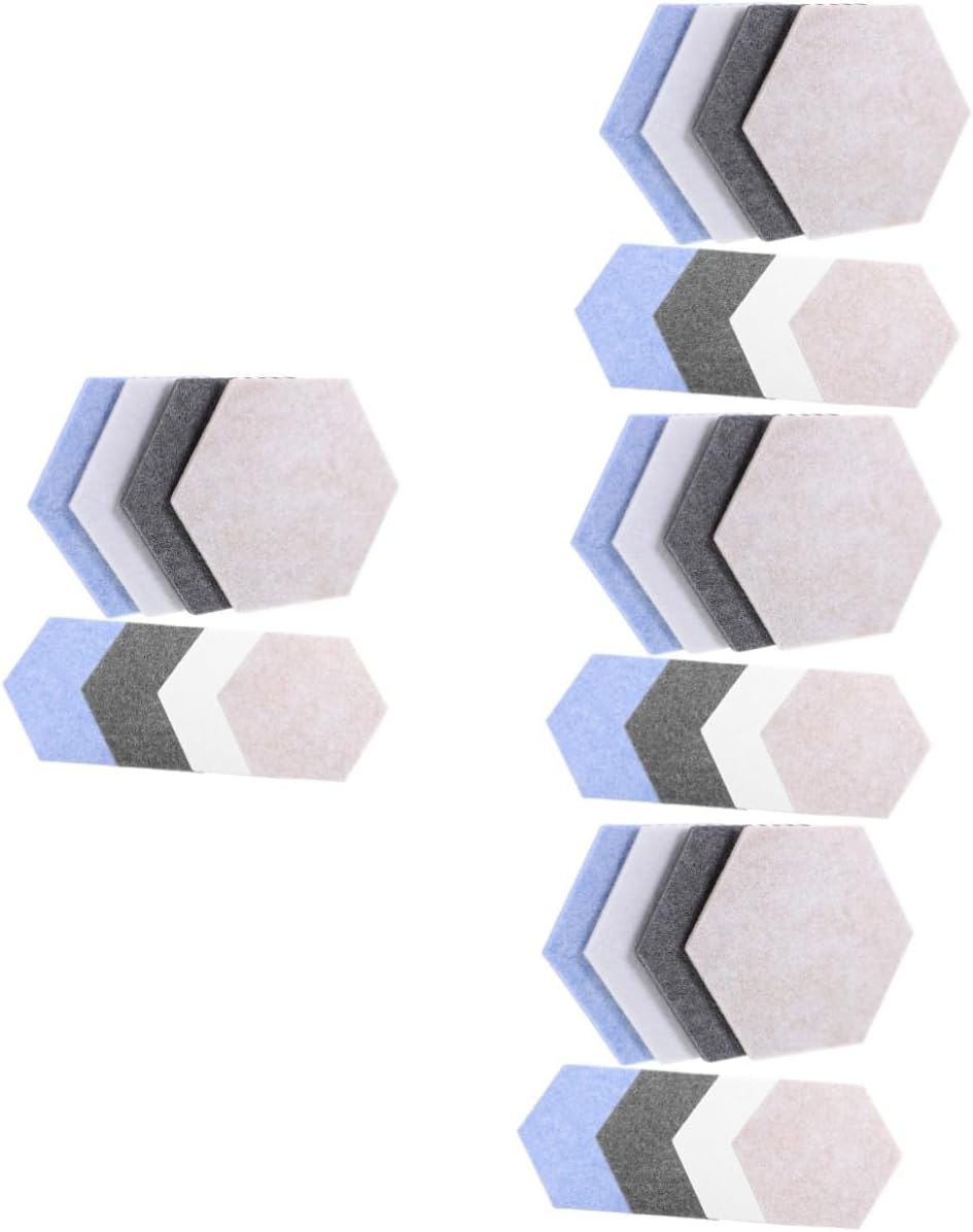 Homoyoyo 32pcs Self-Adhesive Hexagon Felt Bulletin Board Tiles Multi-Color Memo Wall Stickers for Photos and Memos Soundproof Felt Pin Board for Office and Home Decor