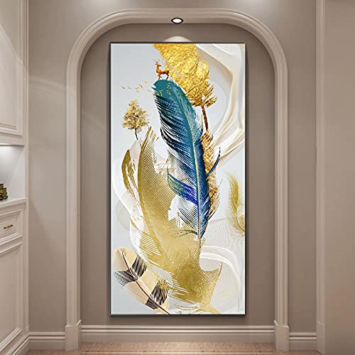 Affiches abstraites de plumes colorées sur toile de 40x80 cm sans cadre pour votre décoration