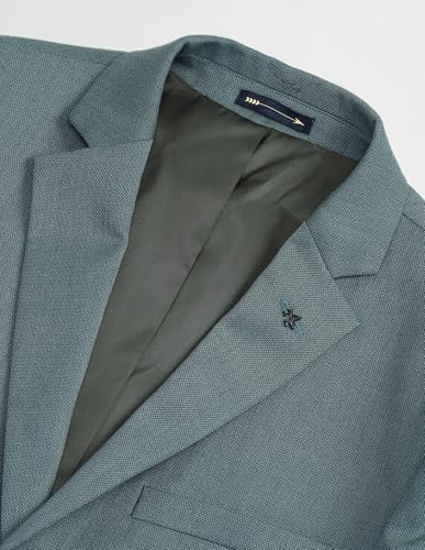 Image of Arrow Mens Green Textured Polyester Notch Collar Long Sleeve Formal Slim Blazer (ARAIBZ5017 Green 42)