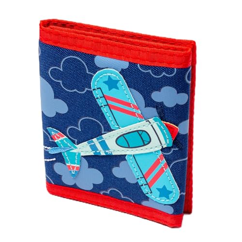 Image of Stephen Joseph, Kids Wallet, Tri-Fold Bi-Fold Wallet for Boys & Girls with Zipper Coin Pocket, Durable Polyester Small Wallet for Kids, Cute Designs for School & Travel, Blue Airplane