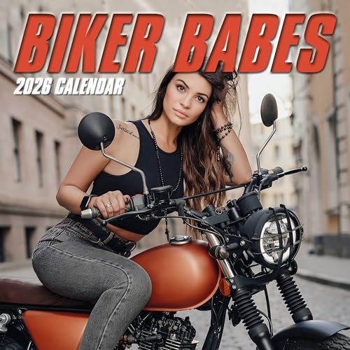 2026 Square Wall Calendar - Biker Babes 12 x 12 Inch Monthly View, 16-Month, Unveiled Theme, Includes 180 Reminder Stickers