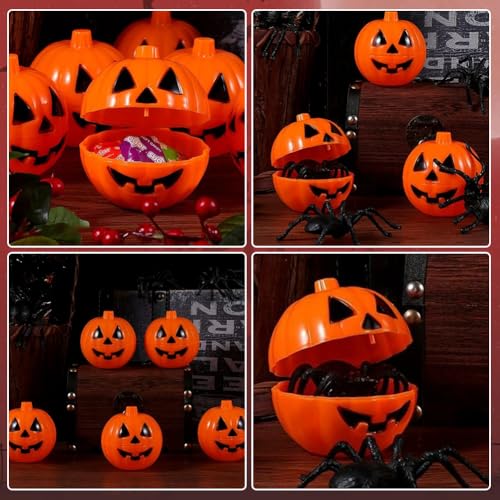 12 Pcs Halloween Kürbis Süßigkeiten Box 5,5cm Orangefarbene Mini Leckereibehälter Halloween Trick or Treat Boxen Süßigkeitenbehälterhalter Partygeschenke Für Süßigkeiten Gebäck Snacks Kekse Geschenke