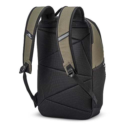Image of High Sierra Swoop Backpack, Lightweight Bookbag, Large Main Compartment + External Accessory Pockets, Separate Laptop Pocket, Dual Water Bottle Pockets, Fits most 17 inch Laptops, 30L Capacity, Olive