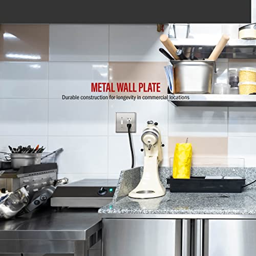 Image of ENERLITES Combination Toggle Switch and Duplex Receptacle Metal Wall Plate, Stainless Steel 201 Outlet Cover, Corrosion-Resistant, Mid-Size 2-Gang 4.88 inch x 4.92 inch, 771121M-PC, Polished Chrome