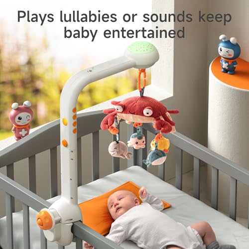 TUMAMA Baby Crib Mobile, Crib Toys with Projection Night Light, Music and White Noise, Soft Plush Mirror Hanging Toys,Mute Spin Motor Nursery Toys for Infant 0 3 6 9 Month Newborn Xmas Gift by TUMAMA KIDS - Image 7